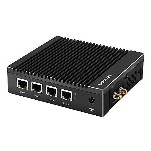 VNOPN Micro Firewall Appliance 4 Intel 2.5GbE NIC Ports Fanless Mini PC, Network Soft Router Mini Computer Intel N3700 Quad Core, Support AES NI, 8GB DDR3, 128GB mSATA SSD