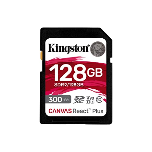 Kingston Canvas React Plus 128GB SD Card | SDXC UHS-II | 300R/260W U3 V90 | Full HD/4K/8K | SDR2/128GB