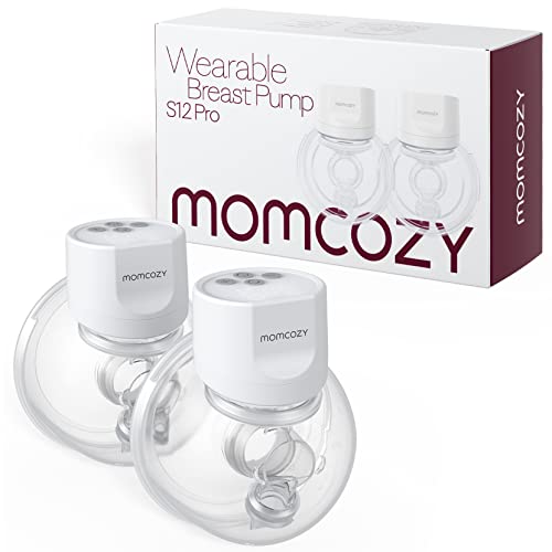 Momcozy S12 Pro Wearable Breast Pump, Double Hands-Free Pump with Comfortable Double-Sealed Flange, 3 Modes & 9 Levels Electric Pump Portable, Smart Display, 24mm, 2 Pack