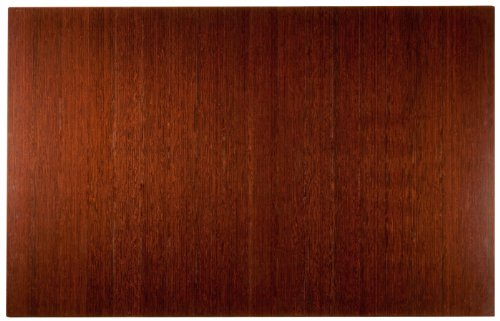 Anji Mountain Deluxe Natural Fiber Wooden Slat Roll-Up Chair Mat Without Lip, Dark Cherry, 48 x 72', 8mm Thick