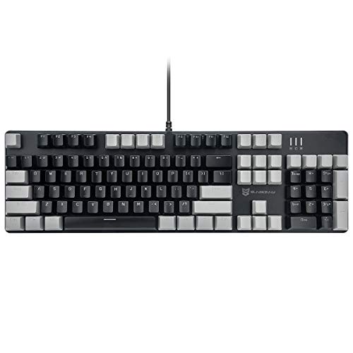 Merdia Mechanical Keyboard Gaming Keyboard with Black Switch Wired White Backlit Keyboard Full Size 104 Keys US Layout (Black & Grey)