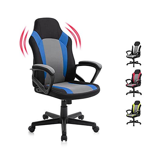 SEATZONE Ergonomic Gaming Chair, Computer Chair with Wheels, Game Desk Chairs Height Adjustable Office Chair for Teens, Adults Blue&Black