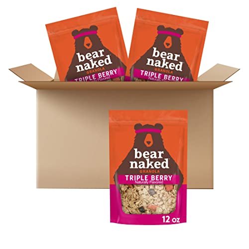 Bear Naked Granola Cereal, Vegan, Breakfast Snacks, Triple Berry (3 Bags)