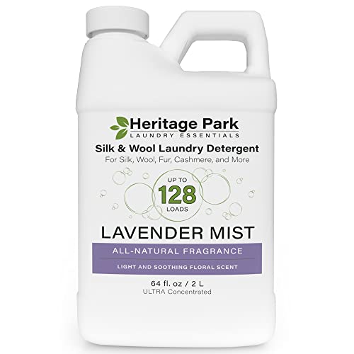 Heritage Park Silk & Wool All-Natural Lavender Mist Scent, pH-Neutral Laundry Detergent - Enzyme-Free, Concentrated Up to 128 loads (64 fl oz)
