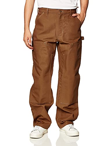 Carhartt Men's Firm Duck Double-Front Work Dungaree Pant B01, Brown, 30W X 34L