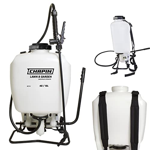 Chapin 60114 4-Gallon Poly Backpack Sprayer with 3-Stage Filtration System for Fertilizers, Herbicides, Weed Killers and Pesticides