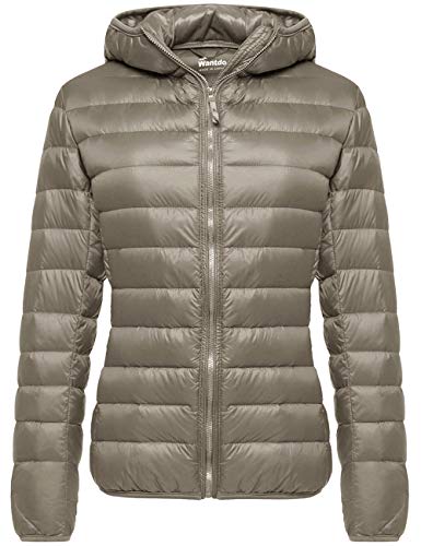 Wantdo Women's Winter Warm Lightweight Down Coat Packable Jacket Khaki X-Small