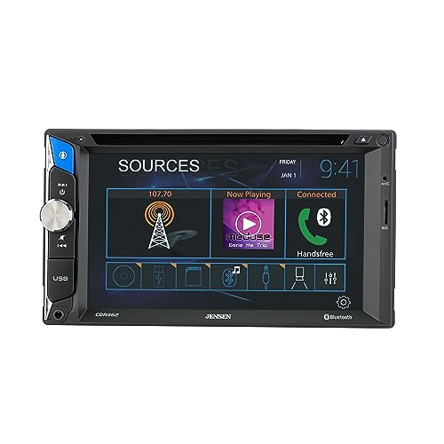 Jensen CDR462 6.2 inch LED Media Touch Screen Double Din Car Stereo Radio | CD & DVD Player | Push to Talk Assistant | Built0In Bluetooth & Music Streaming | Backup Camera Input|USB & microSD