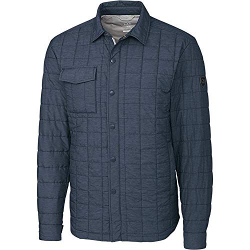 Cutter & Buck Men's Lightweight Primaloft Fill Rainier Shirt Jacket, Anthracite Melange, M