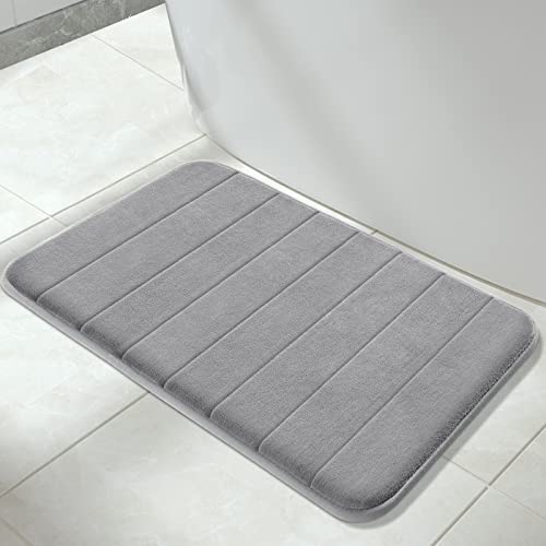 Yimobra Memory Foam Bath Mat Large Size 31.5 by 19.8 Inches, Soft and Comfortable, Super Water Absorption, Non-Slip, Thick, Machine Wash, Easier to Dry for Bathroom Floor Rug, Grey