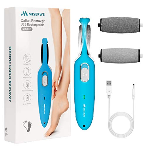 Rechargeable Callus Remover Cordless Electric Feet Callus Professional Foot File Pedicure Tools for Dead Skin with 3 Coarse Roller Heads and 2 Level Adjustable Speed