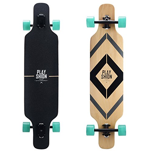 Playshion 39 Inch Drop Through Freestyle Longboard Skateboard Cruiser Black