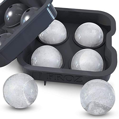 Housewares Solutions Froz Ice Ball Maker – Novelty Food-Grade Silicone Ice Mold Tray With 4 X 4.5cm Ball Capacity