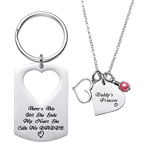 LParkin There’s This Girl She Stole My Heart She Calls Me Daddy Daddy’s Girl Father Daughter Keychain Necklace Set