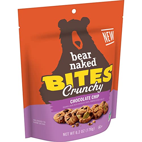 Bear Naked Granola Bites, Vegetarian, Crunchy Snacks, Chocolate Chip (6 Pouches)