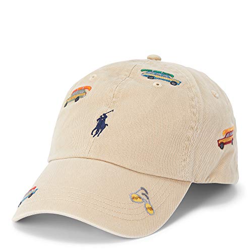 POLO RALPH LAUREN Men`s Embroidered Chino Cap (Luxury Tan with Wagons, One Size)