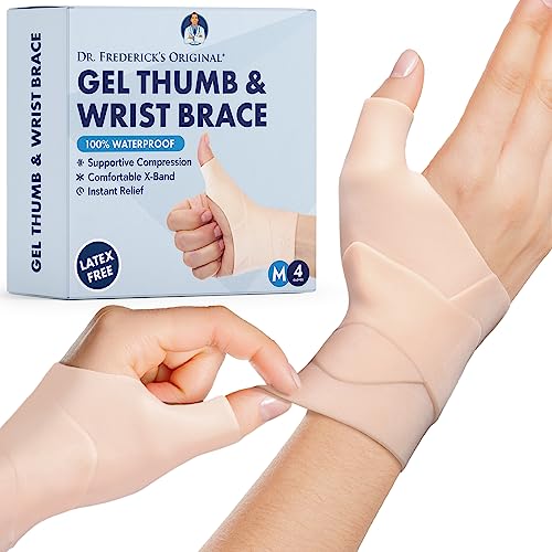 Dr. Frederick's Original Waterproof Thumb & Wrist Brace - 4pcs - Thumb Spica Splint - Hand Brace for Tendonitis, Arthritis, De Quervain’s - Fits Left or Right Hand - Women & Men - Medium