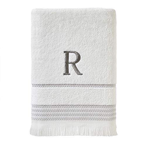 SKL Home Casual Monogram Bath Towel, R, 28x54, White