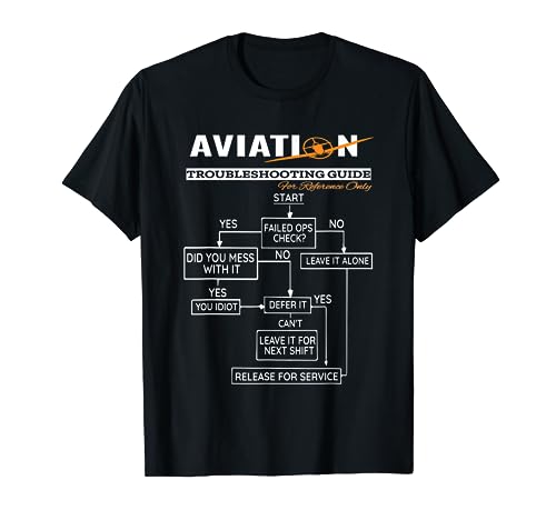 Airplane Pilot T-Shirt Funny Pilot Troubleshooting Guide Tee T-Shirt