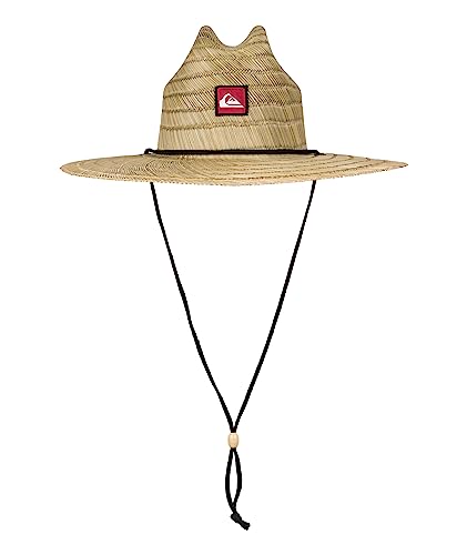 Quiksilver mens Pierside Straw Lifeguard Beach Straw Sun Hat, Natural, Large-X-Large US,Natural/Red