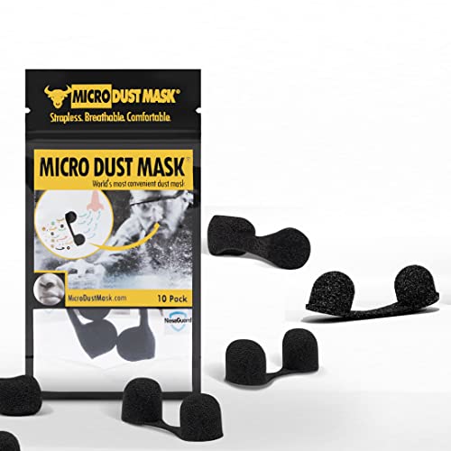 MICRO DUST MASK Anti-Dust Nose Protection - Personal Protective Facemask Added Protection - Dustproof Breathable Filters for Woodworking Protection & Construction - Black (10 Pack)