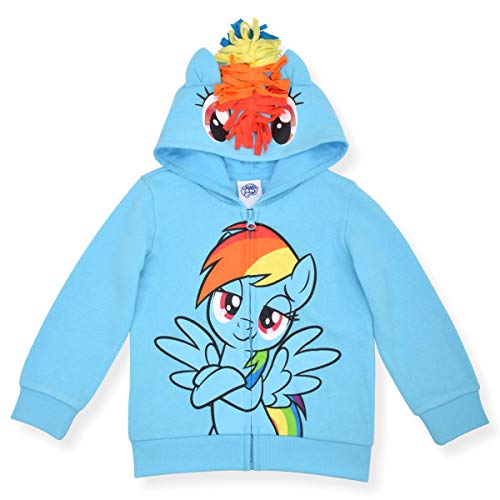 Hasbro My Little Pony Girls Rainbow Dash, Twilight Sparkle and Pinkie Pie Zip Up Hoodie for Toddler and Little Kids