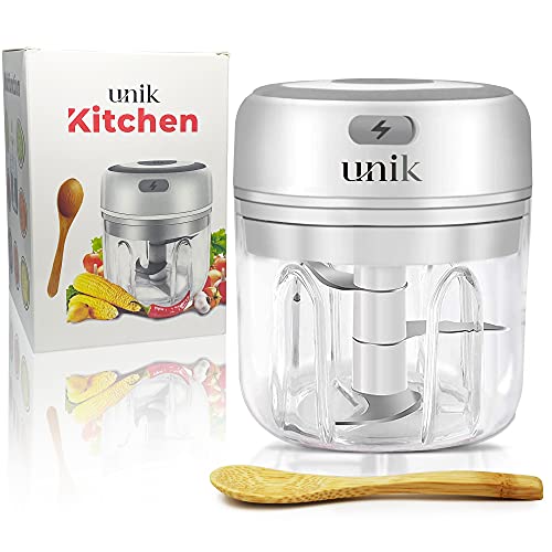 UNIK Electric Mini Garlic Chopper, Garlic Mincer, For Spice And Onion Mincing, Portable Food Processor for Garlic, 250ml White, Easy to Clean Chopping Solution