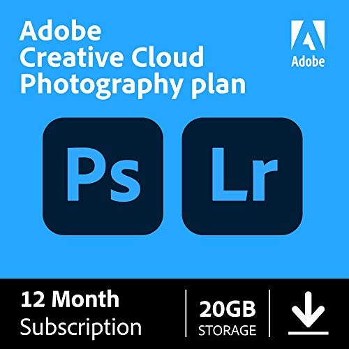 Adobe Creative Cloud Photography plan 20 GB (Photoshop + Lightroom) | 12-month Subscription with auto-renewal, PC/Mac