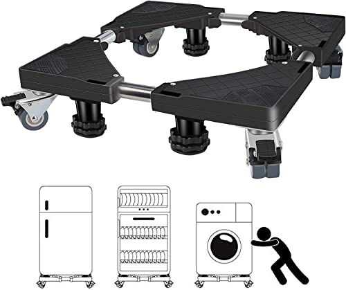 Mobile Fridge Stand Base, sanyi Washing Machine Stand with Wheels, Adjustable Furniture Dolly for Washer, Refrigerator and Dryer