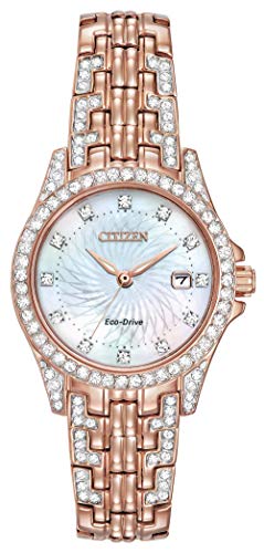 Citizen Eco-Drive Classic Quartz Womens Watch, Stainless Steel, Crystal, Silver-Tone (Model: EW1228-53D)