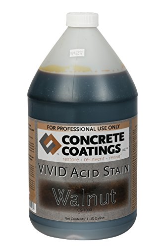 CC Concrete Coatings Vivid Acid Stain for Antique Marble Effect, Concrete Stain for Inside or Outside, Commercial or Residential Use (Walnut - Rich Black W/Brown Undertone, 1 Gal)