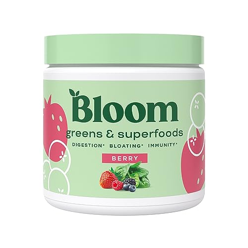 Bloom Nutrition Super Greens Powder Smoothie & Juice Mix - Probiotics for Digestive Health & Bloating Relief for Women, Digestive Enzymes with Superfoods Spirulina & Chlorella for Gut Health (Berry)