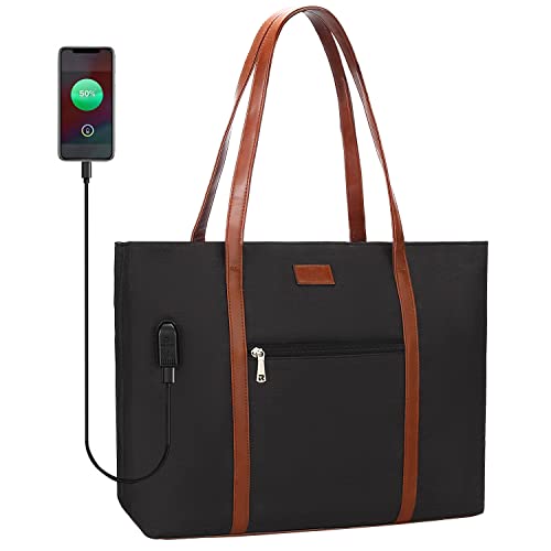 Laptop Tote Bag, Large Women Purse USB Teacher Bag 15.6 Inch Laptop Work Bag Laptop Bag