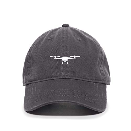 Tech Design Drone Symbol Baseball Cap Embroidered Cotton Adjustable Dad Hat Charcoal