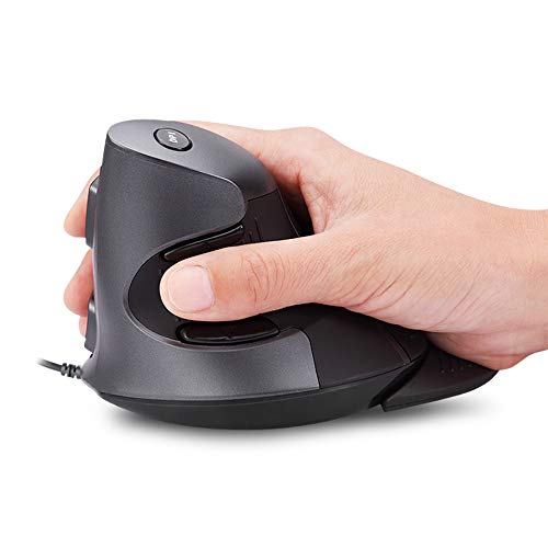 DeLUX Wired Vertical Mouse, Ergonomic Computer Mouse with 6 Programmable Buttons, 4200DPI, Removable Palm Rest and for Carpal Tunnel Reduce Wrist Pain (M618BU-for Medium/Large Hand-Black)