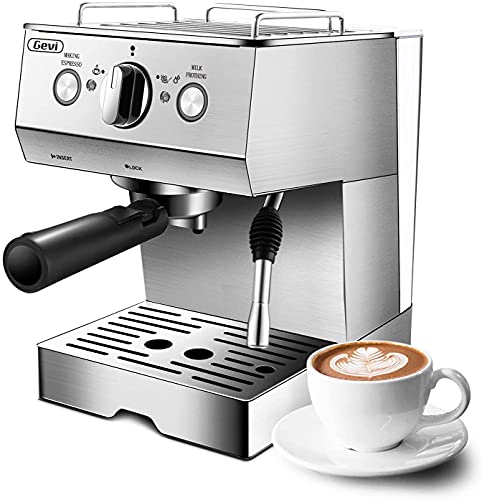 Barsetto Espresso Machines 20 Bar Fast Heating Automatic Cappuccino Coffee Maker with Foaming Milk Frother Wand for Espresso, Latte Macchiato, 1.2L Removable Water Tank, 1350W, White