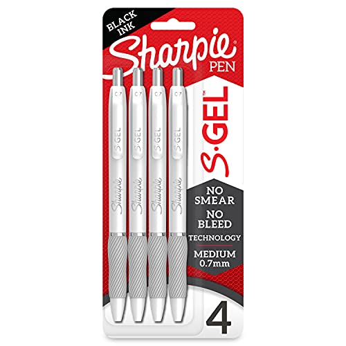 SHARPIE S-Gel, Gel Pens, Medium Point (0.7mm), Black Gel Ink Pens, 4 Count