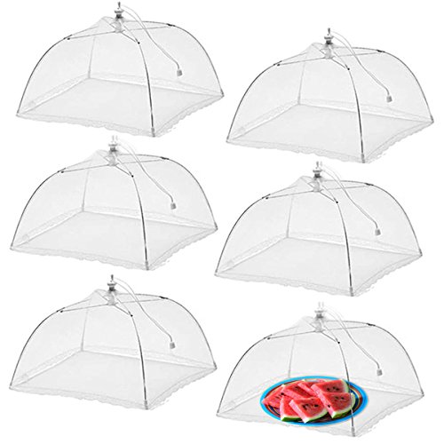 Simply Genius (6 pack) Large and Tall 17x17 Pop-Up Mesh Food Covers Tent Umbrella for Outdoors, Screen Tents, Parties Picnics, BBQs, Reusable and Collapsible Food Tents