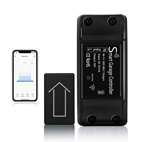 Smart WiFi Garage Door Opener Wireless, tolviviov Garage Door Controller Wireless, Smart Life App, Remote Control, Compatible with Alexa, Google Assistant, and Siri, No Hub Required