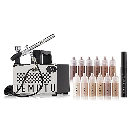 TEMPTU S-One Premier Airbrush Kit: Advanced Airbrush Makeup Set for Professionals | Includes S/B Silicone-Based Foundation Starter Set and Airbrush Cleaning Kit | For Face & Body