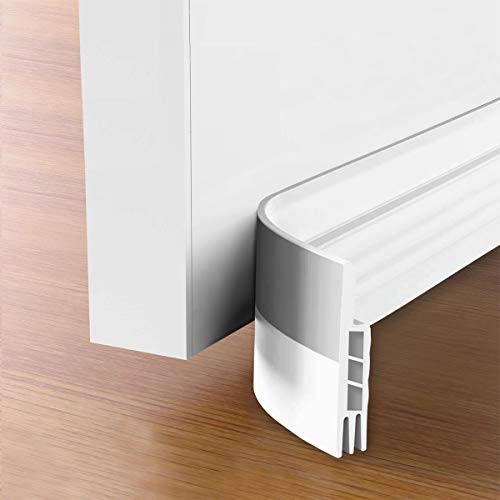 Suptikes 2 Pack Door Draft Stopper，Door Sweep for Exterior & Interior Doors,Door Bottom Seal Dust and Noise Insulation Weather Stripping Draft Guard Insulator, 1-4/5' W x 37' L,White