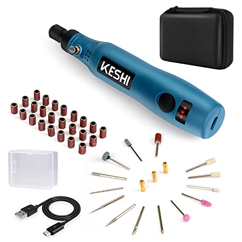 KeShi Cordless Rotary Tool, Upgraded 3.7V USB Rechargeable Rotary Tool Kit with 42pcs Accessories, 3-Speed Multi-Purpose Mini Power Tool for Sanding, Drilling, Polishing, Engraving, DIY Projects