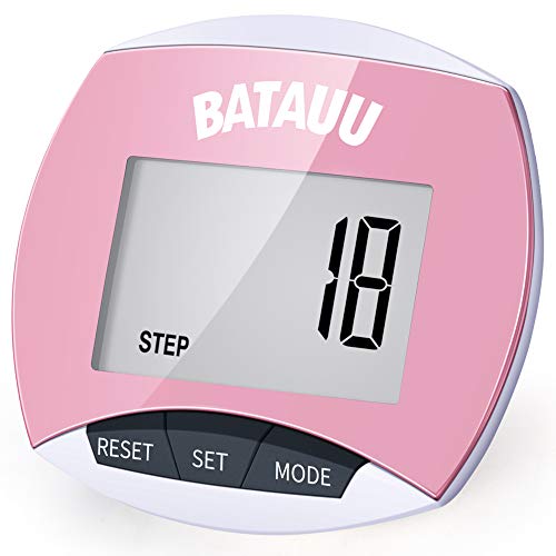 BATAUU Best Pedometer, Simply Operation Walking Running Pedometer with Calories Burned and Steps Counting (Pink)