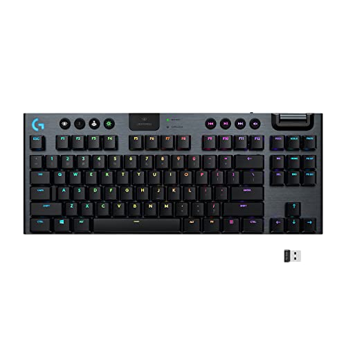 Logitech G915 TKL Tenkeyless Lightspeed RGB Mechanical Gaming Keyboard, Low Profile Switch Options, Lightsync RGB, Advanced Wireless and Bluetooth Support - Tactile