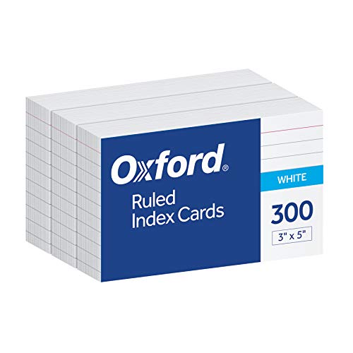 Oxford Ruled Index Cards, 3' x 5', White, Lined Index Flashcards, 300 per Pack (10022)