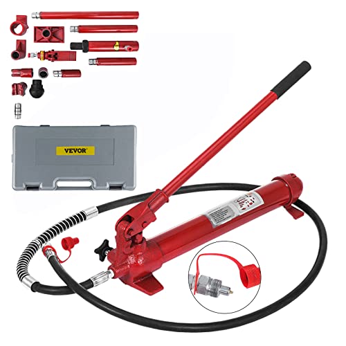 Mophorn 10 Ton Porta Power Kit 1.4M (55.1 inch) Oil Hose Hydraulic Car Jack Ram Autobody Frame Repair Power Tools for Loadhandler Truck Bed Unloader Farm and Hydraulic Equipment Construction, Red