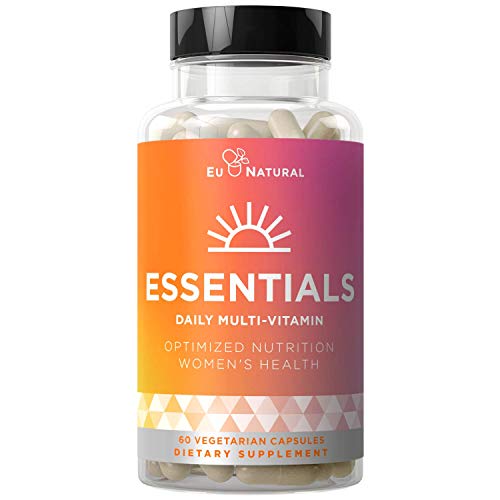 Essentials Multivitamin for Women – 22 Optimized Vitamins for Immunity, Beauty, Brain, Energy, Bones and Heart – Vitamin C, D, E, K, Iron, B6 and DHA - 60 Vegetarian Soft Capsules