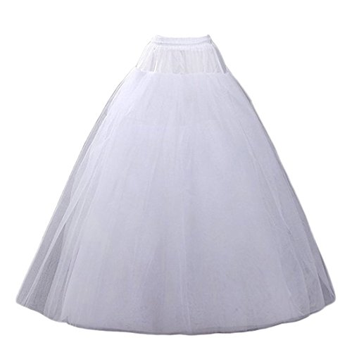 CEZOM A-line Hoopless Petticoat Crinoline Underskirt Slips Wedding Accessories MPT-022 White