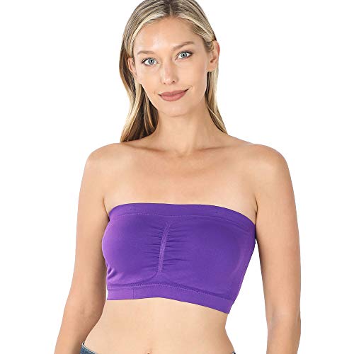 Zenana Basic Seamless Bandeau with BUILT-IN-BRA-Purple-PLUS-1X2X