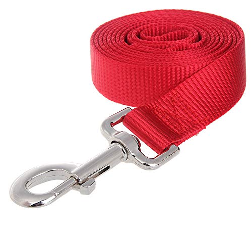 AEDILYS Dog Leash,Strong and Durable Traditional Style Leash with Easy to Use Collar Hook,Nylon Dog Leashs, Traction Rope, 6 Feet Long, 4/5 Inch Wide,Red